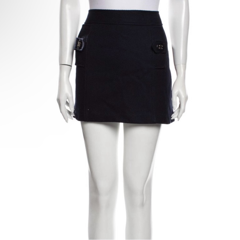 Vintage Blue Wool Milly Mini Skirt